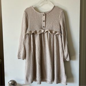 Oatmeal Long Sleeve Waffle Dress